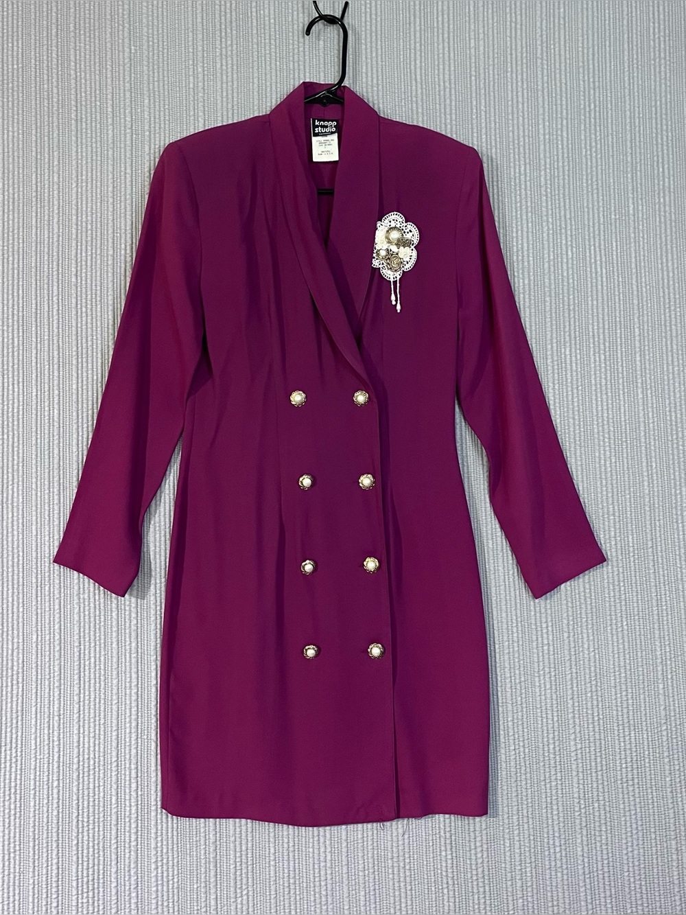 Knapp Studio Vintage 80’s Dbl Breasted Wrap Dress Burgundy Wine Womens Junior 3